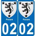02 Pavant autocollant sticker plaque immatriculation auto ville