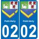 02 Petit-Verly autocollant sticker plaque immatriculation auto ville