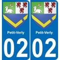 02 Petit-Verly autocollant sticker plaque immatriculation auto ville