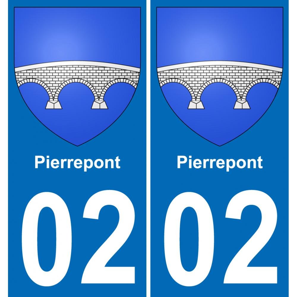 02 Pierrepont autocollant sticker plaque immatriculation auto ville