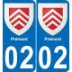 02 Prémont autocollant sticker plaque immatriculation auto ville