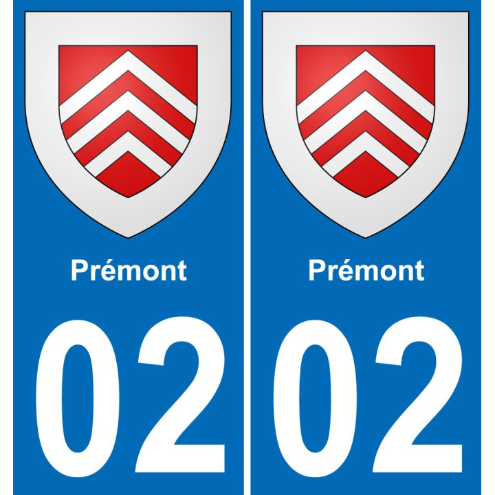 02 Prémont autocollant sticker plaque immatriculation auto ville