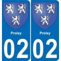 02 Proisy autocollant sticker plaque immatriculation auto ville