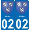 02 Proisy autocollant sticker plaque immatriculation auto ville