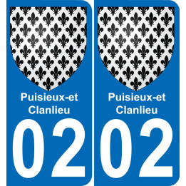 02 Puisieux-et-Clanlieu autocollant sticker plaque immatriculation auto ville