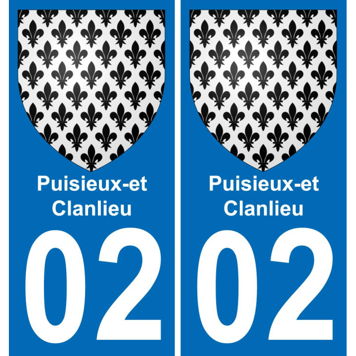 02 Puisieux-et-Clanlieu autocollant sticker plaque immatriculation auto ville