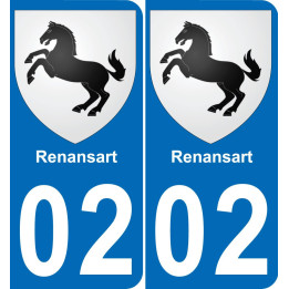 02 Renansart autocollant sticker plaque immatriculation auto ville