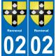 02 Renneval autocollant sticker plaque immatriculation auto ville