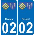 02 Résigny sticker plate registration city