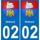 02 Retheuil autocollant sticker plaque immatriculation auto ville