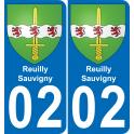02 Reuilly-Sauvigny autocollant sticker plaque immatriculation auto ville