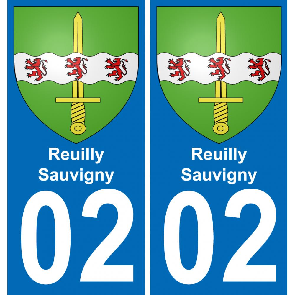 02 Reuilly-Sauvigny autocollant sticker plaque immatriculation auto ville