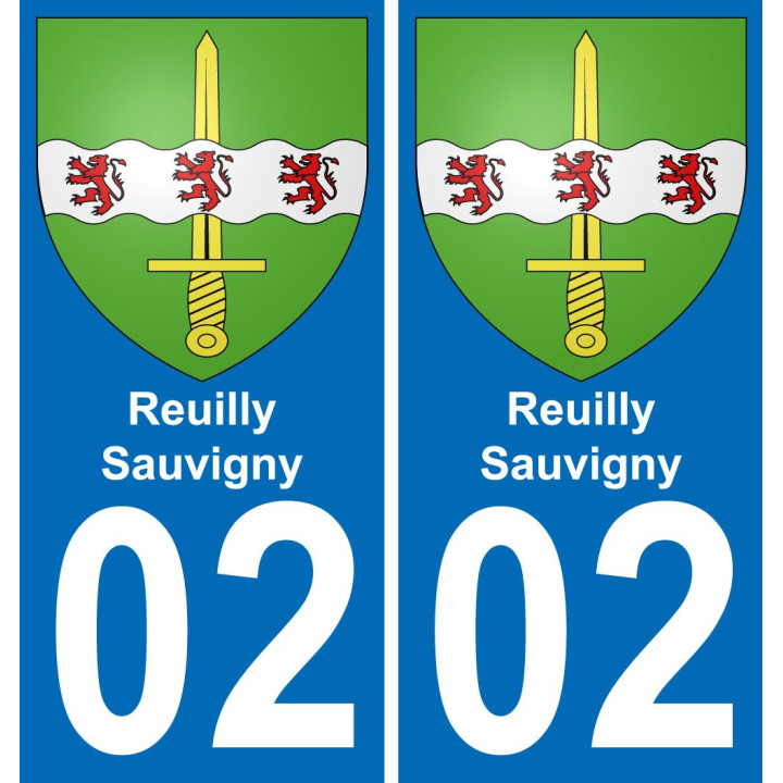02 Reuilly-Sauvigny autocollant sticker plaque immatriculation auto ville