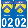 02 Révillon autocollant sticker plaque immatriculation auto ville
