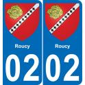 02 Roucy autocollant sticker plaque immatriculation auto ville