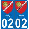 02 Roucy placa etiqueta de registro de la ciudad