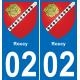 02 Roucy autocollant sticker plaque immatriculation auto ville