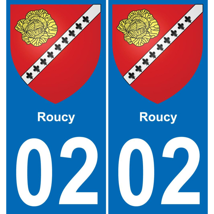 02 Roucy placa etiqueta de registro de la ciudad
