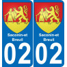 02 Saconin-et-Breuil autocollant sticker plaque immatriculation auto ville