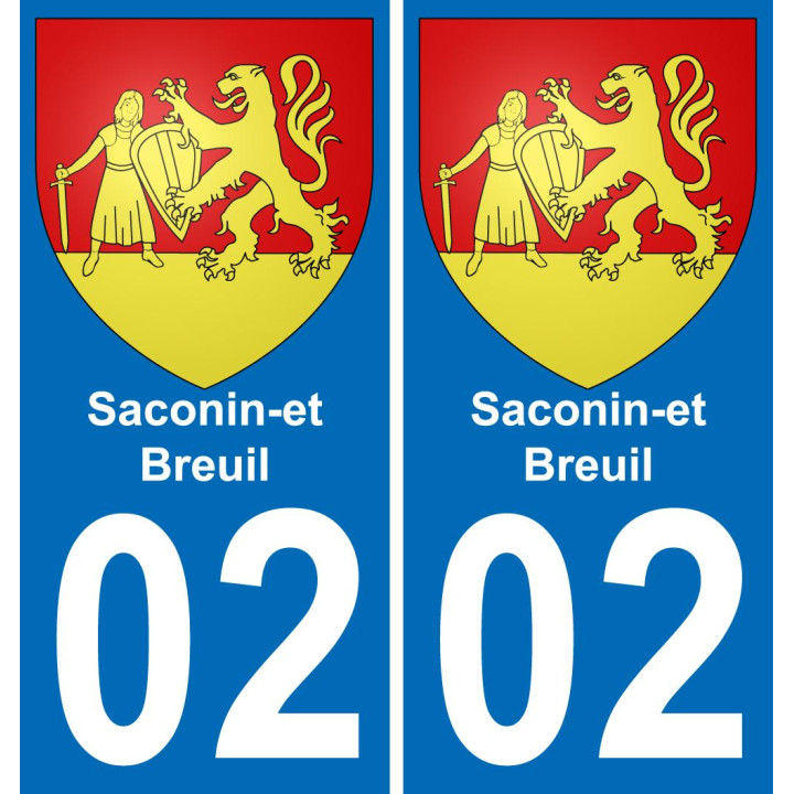 02 Saconin-et-Breuil autocollant sticker plaque immatriculation auto ville