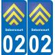02 Seboncourt autocollant sticker plaque immatriculation auto ville