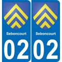 02 Seboncourt autocollant sticker plaque immatriculation auto ville