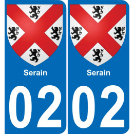 02 Serain autocollant sticker plaque immatriculation auto ville