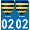 02 Sinceny sticker plate registration city