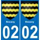 02 Sinceny autocollant sticker plaque immatriculation auto ville