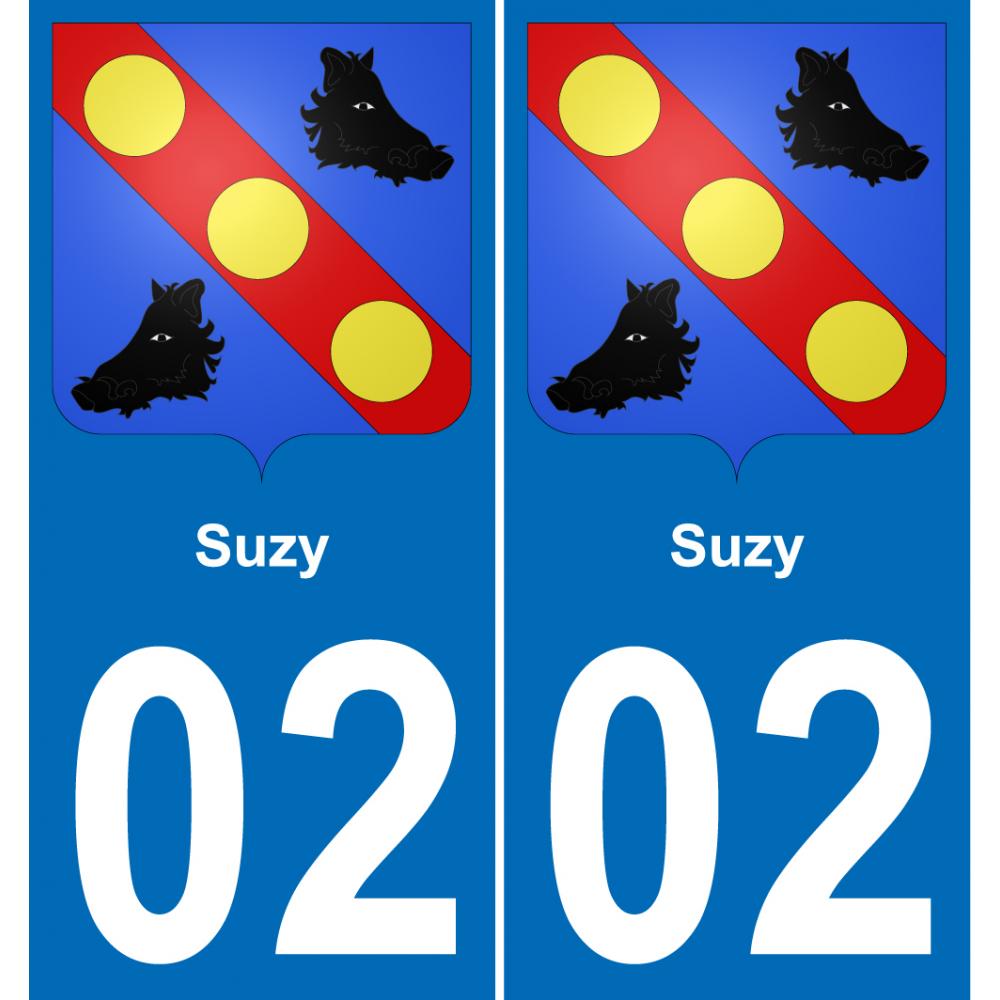 02 Suzy autocollant sticker plaque immatriculation auto ville