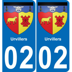 02 Urvillers placa etiqueta de registro de la ciudad