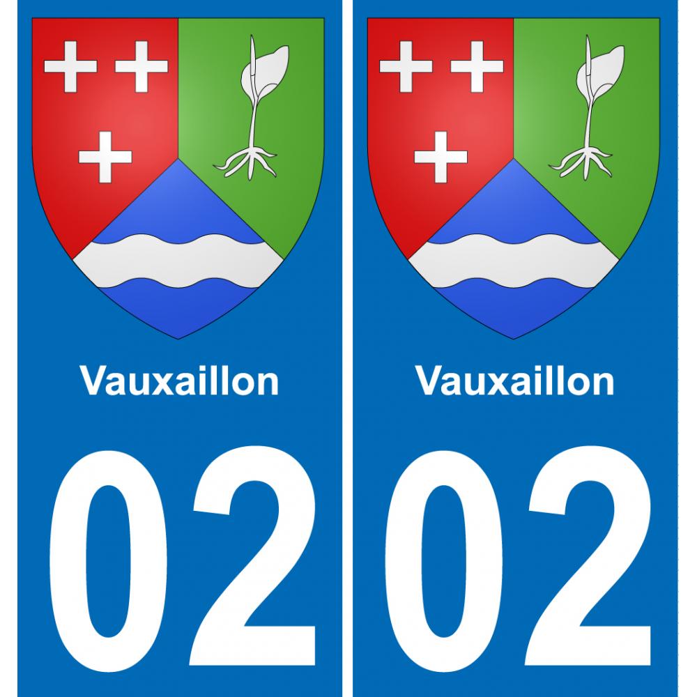 02 Vauxaillon autocollant sticker plaque immatriculation auto ville