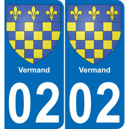 02 Vermand autocollant sticker plaque immatriculation auto ville
