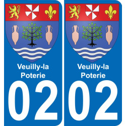 02 Veuilly-la-Poterie placa etiqueta de registro de la ciudad