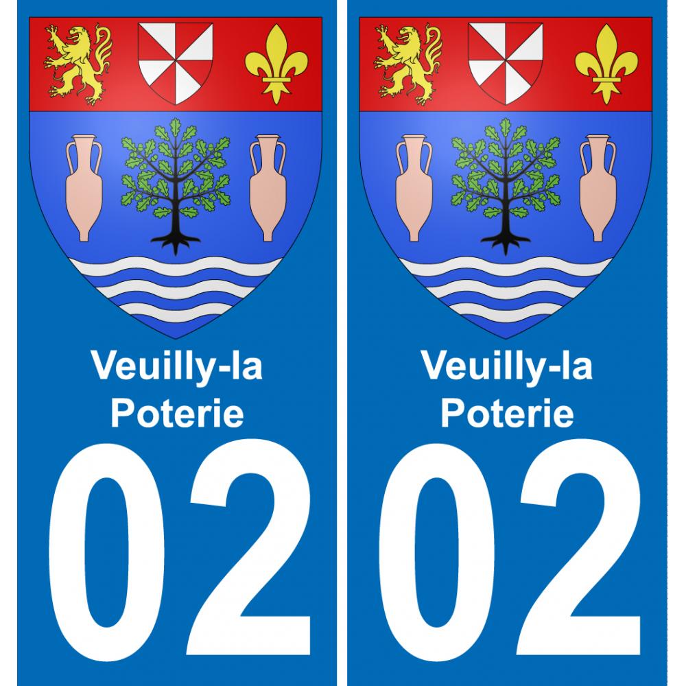 02 Veuilly-la-Poterie autocollant sticker plaque immatriculation auto ville