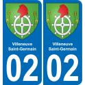 02 Villeneuve-Saint-Germain autocollant sticker plaque immatriculation auto ville