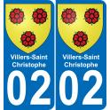 02 Villers-Saint-Christophe sticker plate registration city