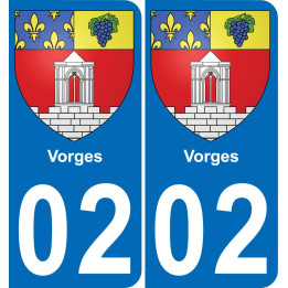 02 Vorges autocollant sticker plaque immatriculation auto ville