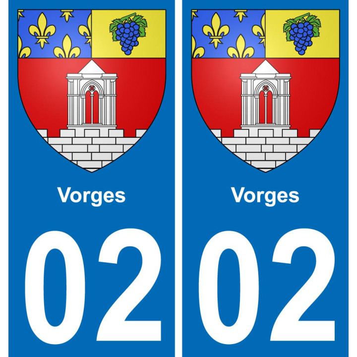 02 Vorges autocollant sticker plaque immatriculation auto ville