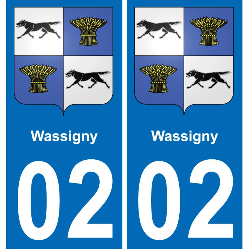 02 Wassigny placa etiqueta de registro de la ciudad