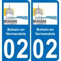 02 Bohain-en-Vermandois logo autocollant plaque immatriculation auto ville sticker