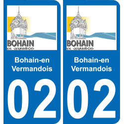 02 Bohain-en-Vermandois logotipo de la etiqueta engomada de la placa de registro de la ciudad