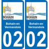 02 Bohain-en-Vermandois logo autocollant plaque immatriculation auto ville sticker