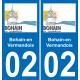 02 Bohain-en-Vermandois logo autocollant plaque immatriculation auto ville sticker