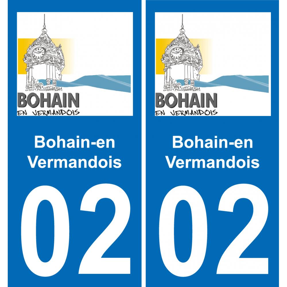 02 Bohain-en-Vermandois logo autocollant plaque immatriculation auto ville sticker