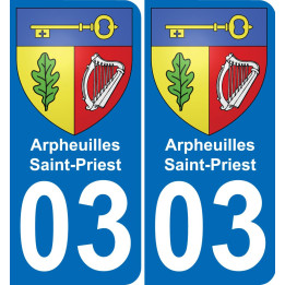 03 Arpheuilles-Saint-Priest sticker plate registration city