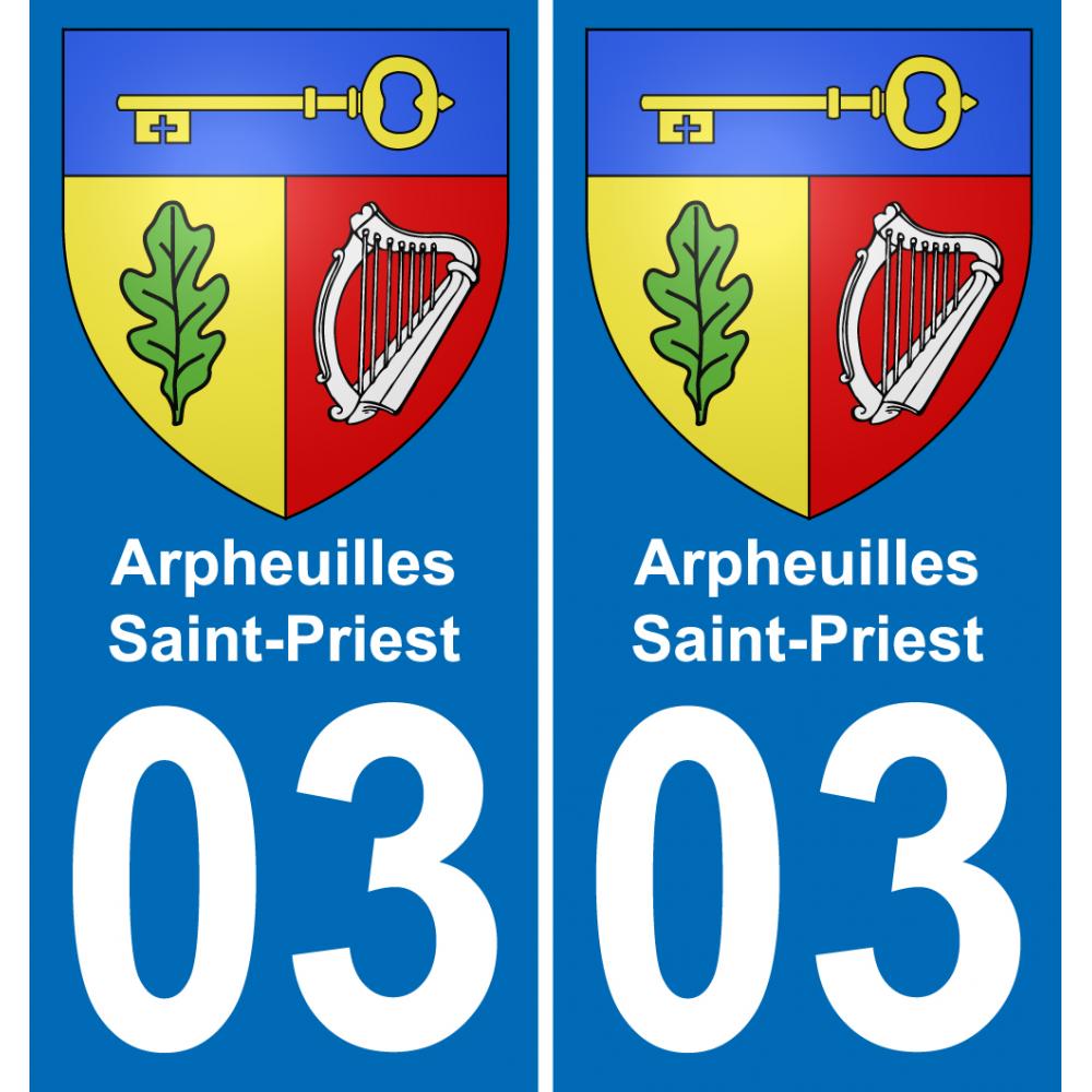 03 Arpheuilles-Saint-Priest autocollant sticker plaque immatriculation auto ville