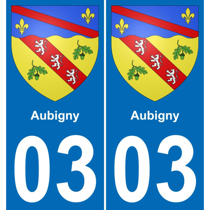 03 Aubigny placa etiqueta de registro de la ciudad