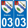 03 Bagneux autocollant sticker plaque immatriculation auto ville
