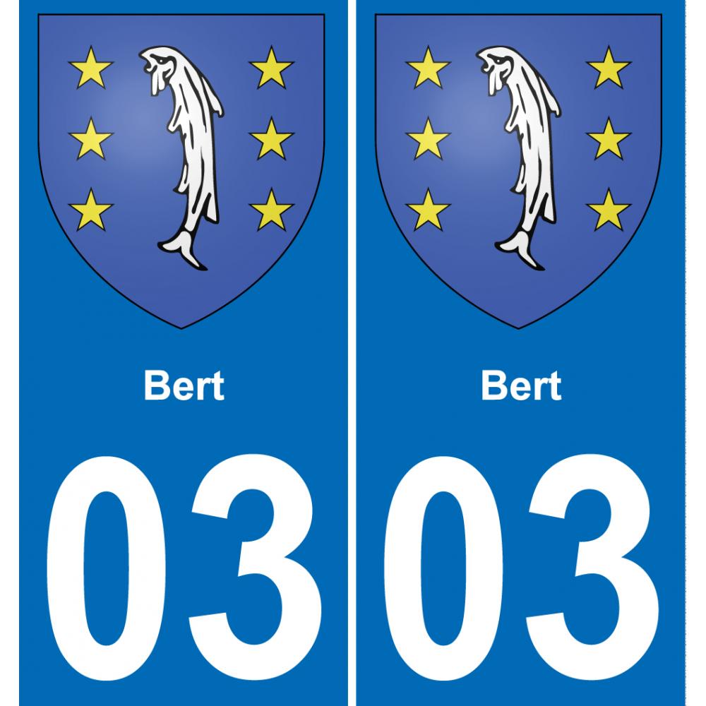 03 Bert autocollant sticker plaque immatriculation auto ville